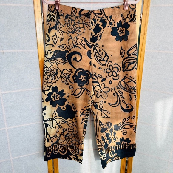 Vintage SeaSuns USA Womens Medium Flare Capri Button Up Top Set Tropical Tie Dye - Picture 7 of 12